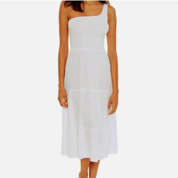 BECCA Dresses & Skirts - NWT BECCA by Rebecca Virtue Ponza White One Shoulder Dress Womens Medium